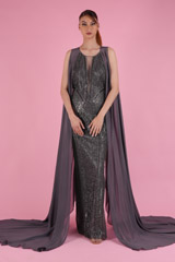 Grey Embellished Gown4033 vid